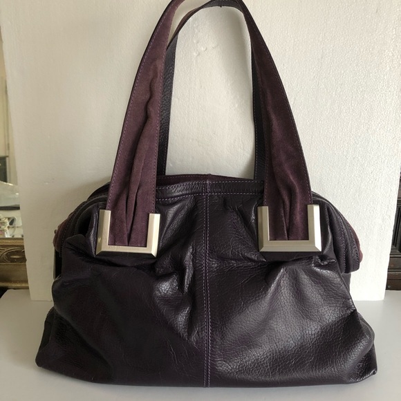 NICOLI Handbags - Grape Nicoli Italian leather and suede handbag  LARGE with silver accents NEW!